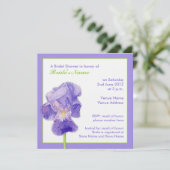 Lila Iris Bridal Dusche Einladung (Stehend Vorderseite)