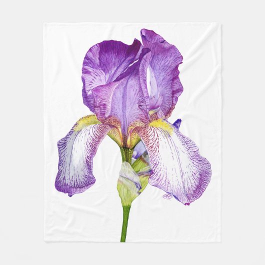 Lila Iris Chic Floral Fleece Blanket (Vorderseite)