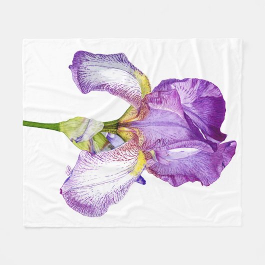 Lila Iris Chic Floral Fleece Blanket (Vorderseite (Horizontal))