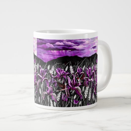 Lila Iris Fields-Tasse Jumbo-Tasse (Vorderseite Rechts)