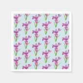 Lila Iris Flora und Fauna Serviette (Vorderseite)