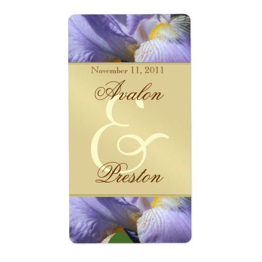 Lila Iris Floral Gold Wine Wedding Label (Vorne)