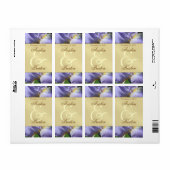 Lila Iris Floral Gold Wine Wedding Label (Vorne)
