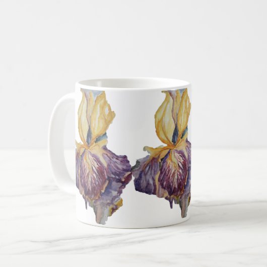 Lila Iris floral Kaffeetasse (Vorderseite Links)