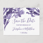 Lila Iris Floral Save the Date Ankündigungspostkarte (Vorderseite)