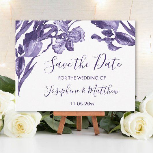 Lila Iris Floral Save the Date Ankündigungspostkarte