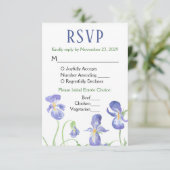 Lila Iris Floral UAWG Wedding Response Menü RSVP Karte (Stehend Vorderseite)