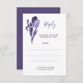Lila Iris Floral Wedding Repair Cards RSVP Karte (Vorne/Hinten)