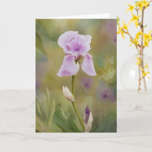 Lila Iris Flower Garden Art Note Card Karte (Gelbe Blume)