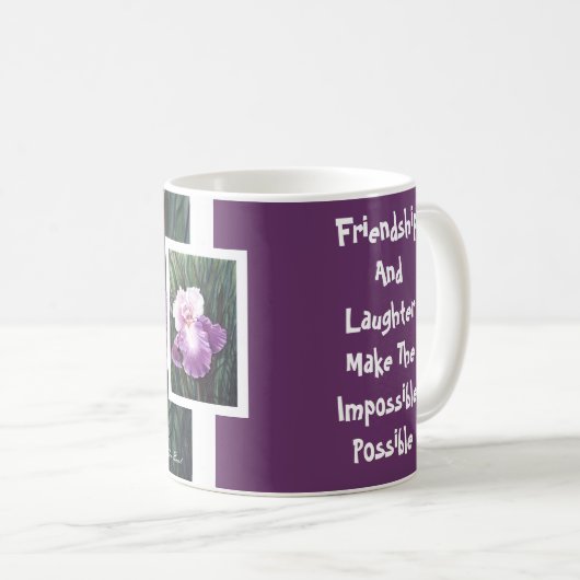 Lila Iris-Freundschafts-Tasse Kaffeetasse (VorderseiteRechts)