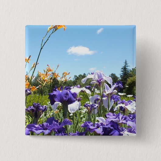 Lila Iris Garden Button (Vorderseite)
