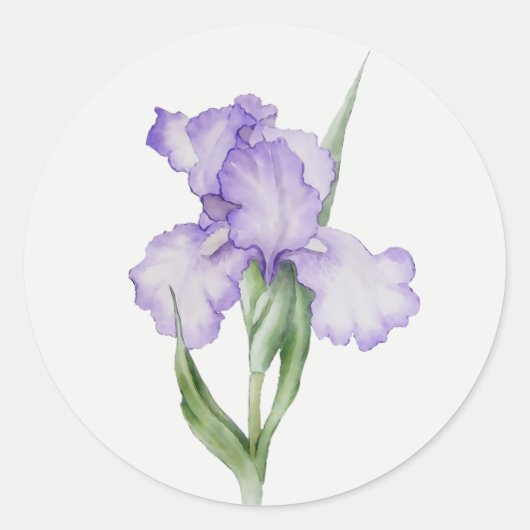 Lila Iris-Garten-Blumen-Blumenkunst Runder Aufkleber (Vorderseite)