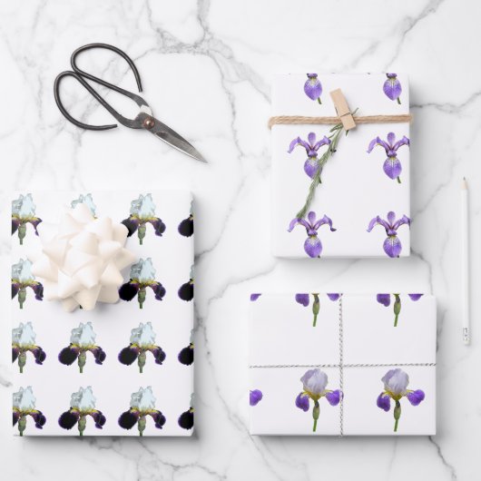 Lila Iris-Geschenkpapierbögen Geschenkpapier Set (Vorderseite)