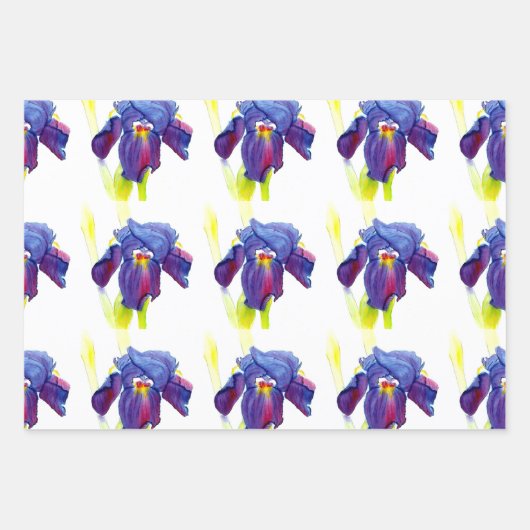 Lila Iris Gift Wrap Geschenkpapier Set (Vorderseite)