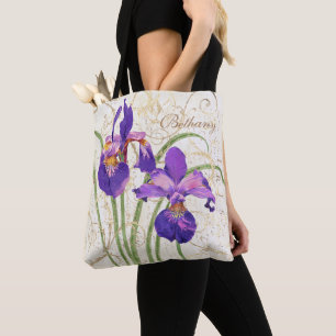 Lila Iris-Golddamasenname Tasche