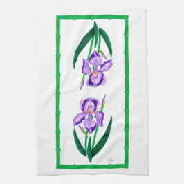 Lila Iris (grüne Ordnung) 16" x 24" Handtuch
