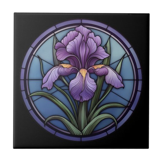 Lila Iris-Hartglas Fliese (Vorderseite)
