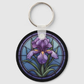 Lila Iris-Hartglas Schlüsselanhänger (Vorderseite)