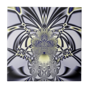 Lila Iris Heilige Geometrie Fraktal-Kunst Fliese