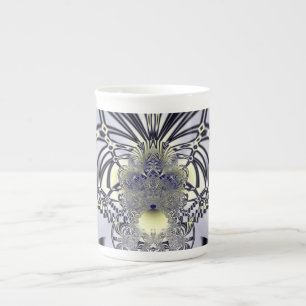 Lila Iris Heilige Geometrie Fraktal-Kunst Porzellantasse