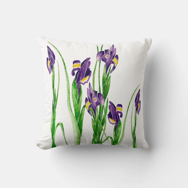 Lila Iris im Retro-Stil Art Keuchkissen Kissen (Vorderseite)