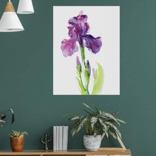 Lila Iris in leichter Aquarelltechnik Poster (Wohnzimmer 1)