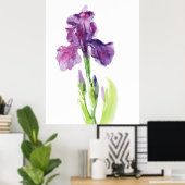 Lila Iris in leichter Aquarelltechnik Poster (Heimbüro)