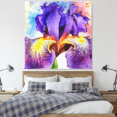 Lila Iris in Wasserfarbe Leinwanddruck (Insitu (Schlafzimmer))