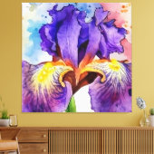 Lila Iris in Wasserfarbe Leinwanddruck (Insitu (Wohnzimmer))