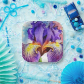 Lila Iris in Wasserfarbe Pappteller (Party)