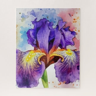 Lila Iris in Wasserfarbe Puzzle