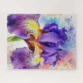 Lila Iris in Wasserfarbe Puzzle (Horizontal)