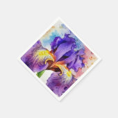 Lila Iris in Wasserfarbe Serviette (Ecke)