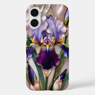 Lila Iris iPhone-Hülle Elegantes Buntglas iPhone 16 Hülle