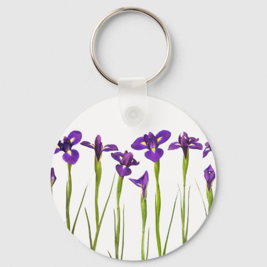 Lila Iris - Iris-Blume - angepasste Vorlage Schlüsselanhänger (Vorderseite)