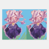 Lila Iris Iris Blume Aquarellmalerei Geschenkpapier Set (Vorderseite)