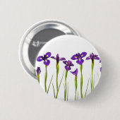 Lila Iris - Iris-Blume kundengebundene Schablone Button (Vorne & Hinten)