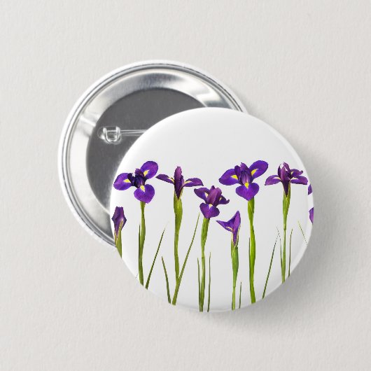 Lila Iris - Iris-Blume kundengebundene Schablone Button (Vorne & Hinten)