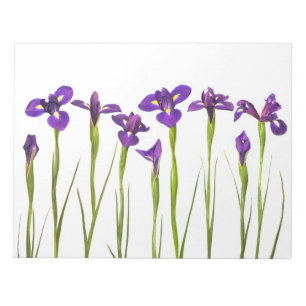 Lila Iris - Iris-Blume kundengebundene Schablone Notizblock