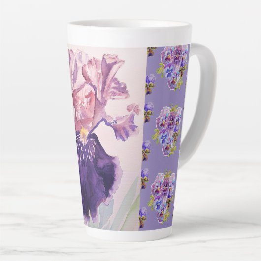 Lila Iris-Iris-Blüte Latte-Tasse Milchtasse (Rechte Ecke)