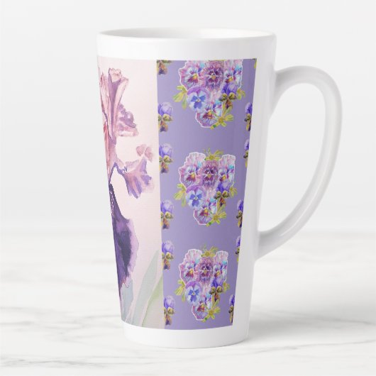 Lila Iris-Iris-Blüte Latte-Tasse Milchtasse (Rechts)