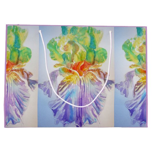 Lila Iris Irises Blumenbeutel Große Geschenktüte (Rückseite)