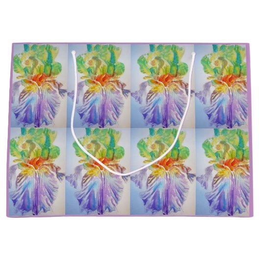 Lila Iris Irises Blumenbeutel Große Geschenktüte (Vorderseite)