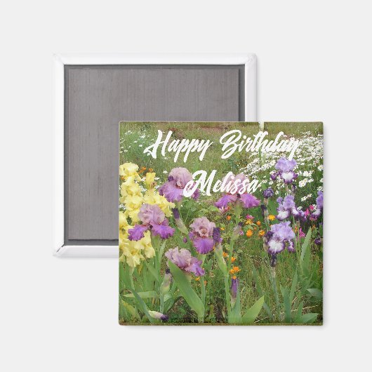 Lila Iris Irises Garden Blume Blumengeburt Magnet (Vorderseite/Rückseite)