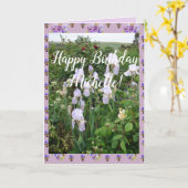Lila Iris irises Garden Happy Birthday Name Card Karte (Gelbe Blume)