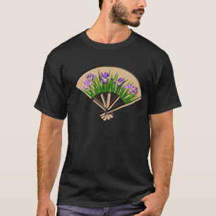 Lila Iris-japanisches Fan-Entwurfs-Shirt T-Shirt