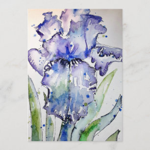 Lila Iris Kunst Aquarell Geburtstagseinladung Einladung