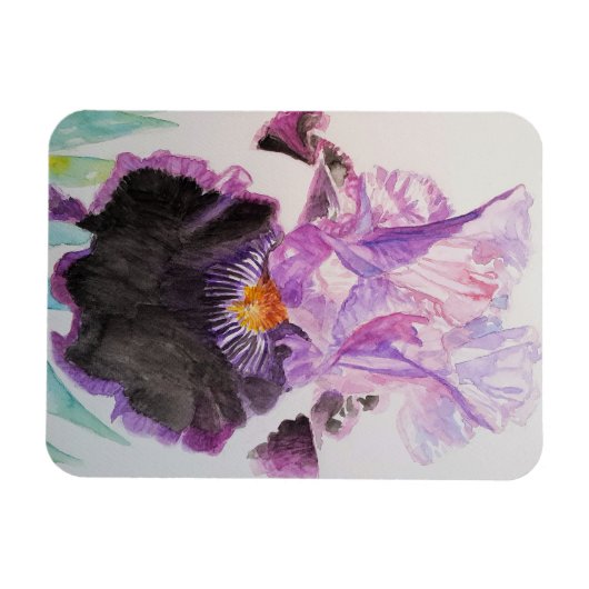 Lila Iris Kunst Blume Wasserfarbenes Magnet (Horizontal)