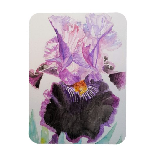 Lila Iris Kunst Blume Wasserfarbenes Magnet (Vertikal)