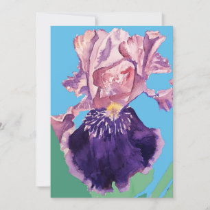 Lila Iris Kunst Wasserfarben-Geburtstagseinladung Einladung